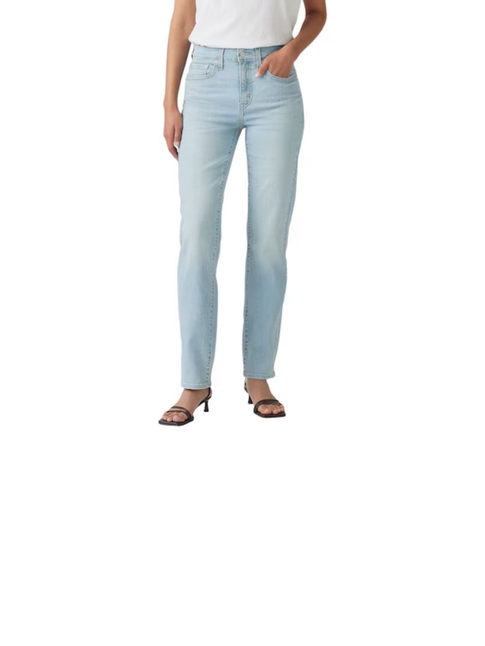 Levi's Pale Blue High-Rise Straight Jeans - Women